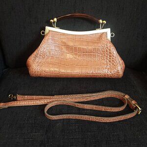 Patricia Nash Tan Croc-Embossed Satchel